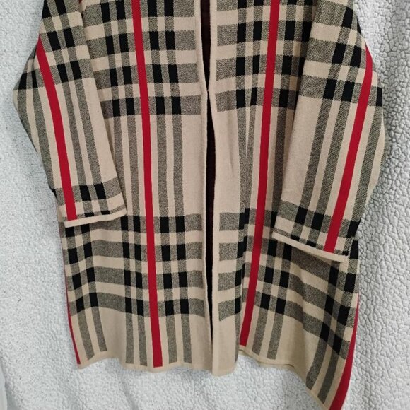 Kasper Plaid Cardigan Duster with Buckle Neck Closure Size 1X - Picture 2 of 8